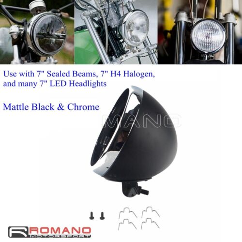 Motorcycle Front Headlight Cover Bucket Housing Shell For Harley 7" Round Lamp - 第 1/9 張圖片