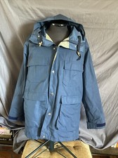 Vintage Woolrich Parka Navy Blue Nylon Lined Coat Ski Jacket Made in USA Hooded