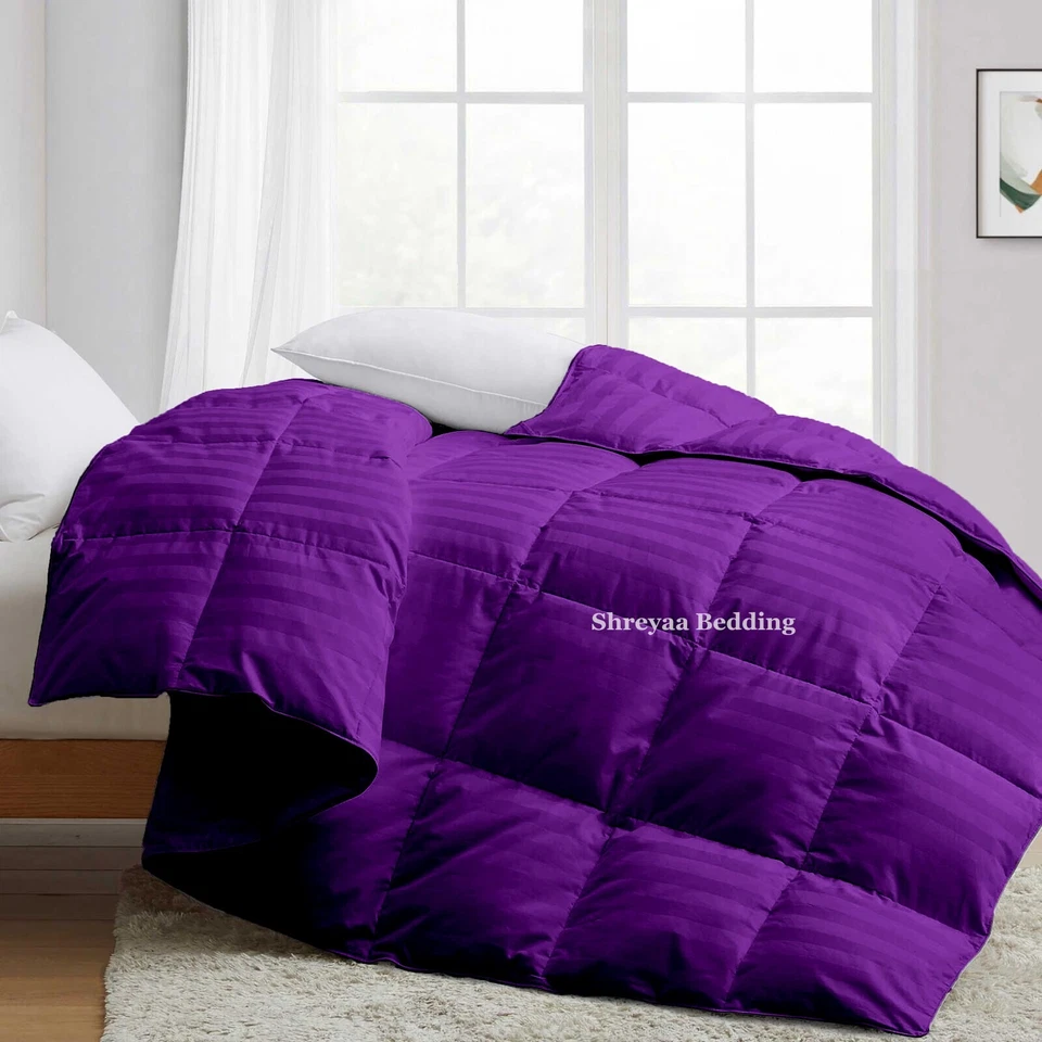 Juego de sábanas y edredón cama en bolsa de 8 piezas algodón egipcio púrpura rayas todas las tallas Foto 4 de 4