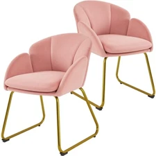 Flower Shape Armchair Vanity Chair with Golden Metal Legs for Living Room