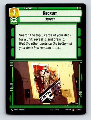 Supply Recruit Command Event Card Top Unit Search 1 Cost Reveal Draw