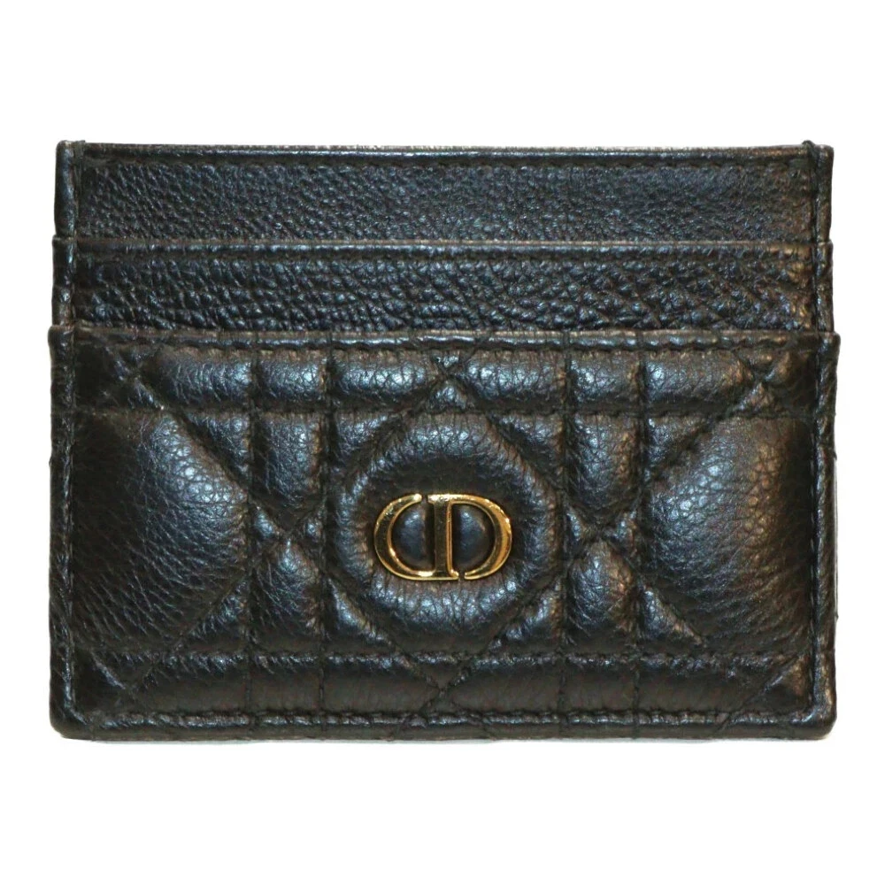 Porte carte Christian Dior Caro Freesia cannage cuir de veau noir authentique