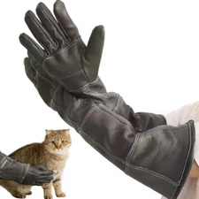 Animal Handling Gloves Leather Sleeve Bite Proof Dog Cat Protection Anti-Bite 