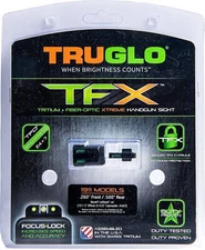 TruGlo TFX Tritium Fiber Optic Pistol Sight Set Front Rear 260/500 1911 Officer