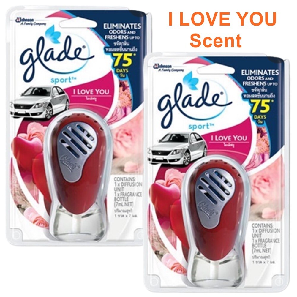 Glade Sport Car Air Freshener Scent I love you Perfume Fragrance Vent Clip 7mlx2