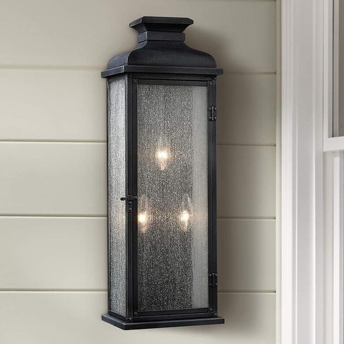Pediment 24" 3 Light Outdoor Wall Lantern, Dark Weathered Zinc OL11102DWZ