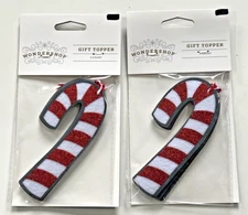 6 Glittered Felt Candy Cane Christmas Gift Topper Red/White - Wondershop
