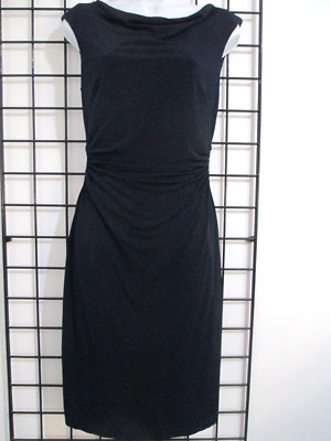 DAVID MEISTER     SIZE 2==BLACK / RUCHED WAIST / STRETCH KNIT / MIDI DRESS