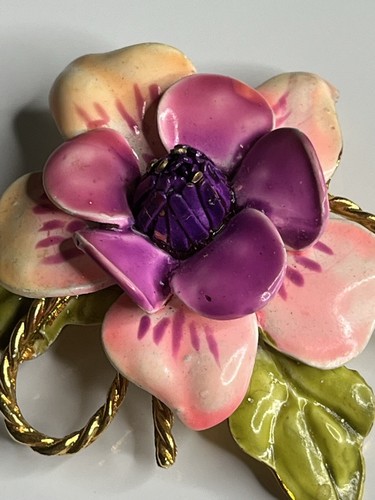 Vintage Flower Theme Gold Tone Pin Signed Brooks, Cerrito, Coro Craft, Risis - Picture 11 of 14