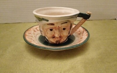 Vintage Toby Style Jug Face Mug Coffee Tea Cup 4  Hand Painted Art Pottery