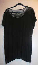 ANTTHONY STUDIO SIZE 3XLARGE 52" BUST BLACK T-SHIRT TOPWITH LACE DETAIL