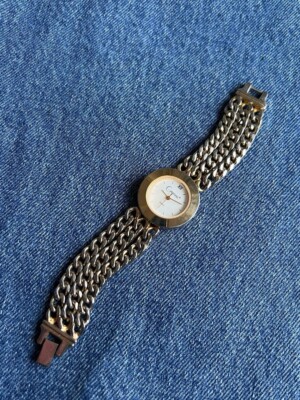 Vintage Japanese Style Link Metal Steel Chain Watch Gold Tone Greenland Women s