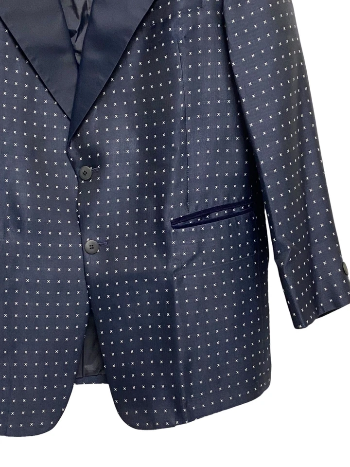 Traje De Colección After Six por Rudofker Azul Marino Lunares Años 70 Hombres Chaqueta Formal Foto 4 de 4