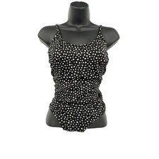 Vintage 70 Maxine of Hollywood Black One Piece White Squares Made in USA Sz 10