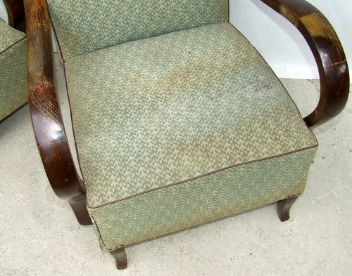 Pair of Art Deco Armchairs, Club Cocktail Chairs. Antique Vintage Halabala 1920. - Picture 9 of 15