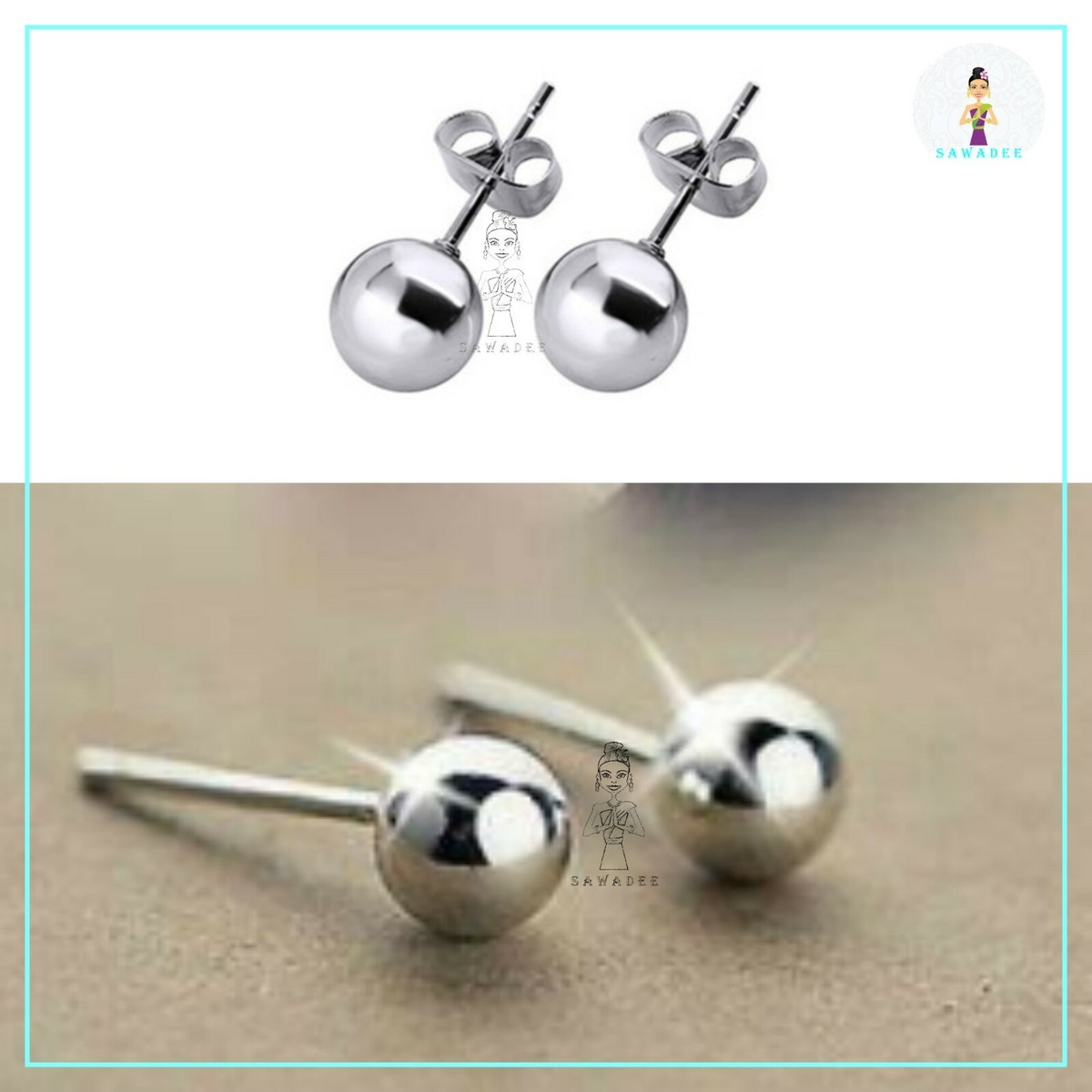 Sfera Liscia Argentata Orecchini A Sfera In Argento Sterling 925 - Smerigliati, Diametro 3-10 Mm, Per Natale O Ogni Giorno Orecchini Natale Argento