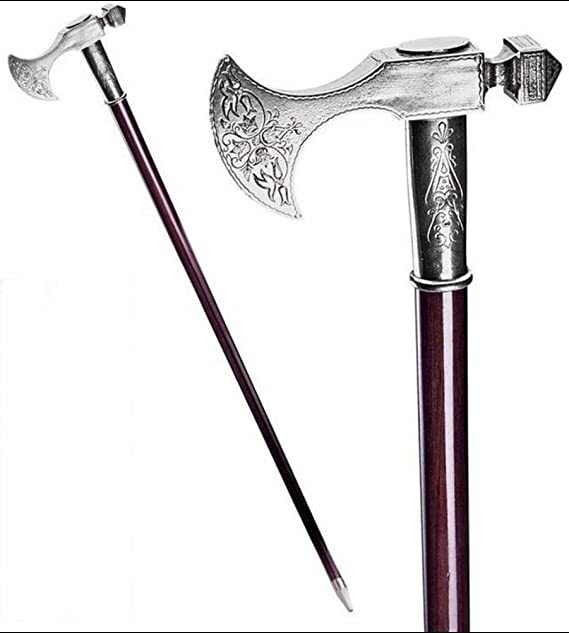 Antique Solid Brass Walking Stick Silver Handle W… - image 3