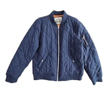 Levis 4-WAY Quilted Bomber Jacket Men's Size Large Navy Orange Stretch Diamond