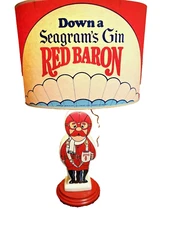 Vintage Seagram's Gin Red Baron Figural Lamp Rare W/ Shade Advertising 