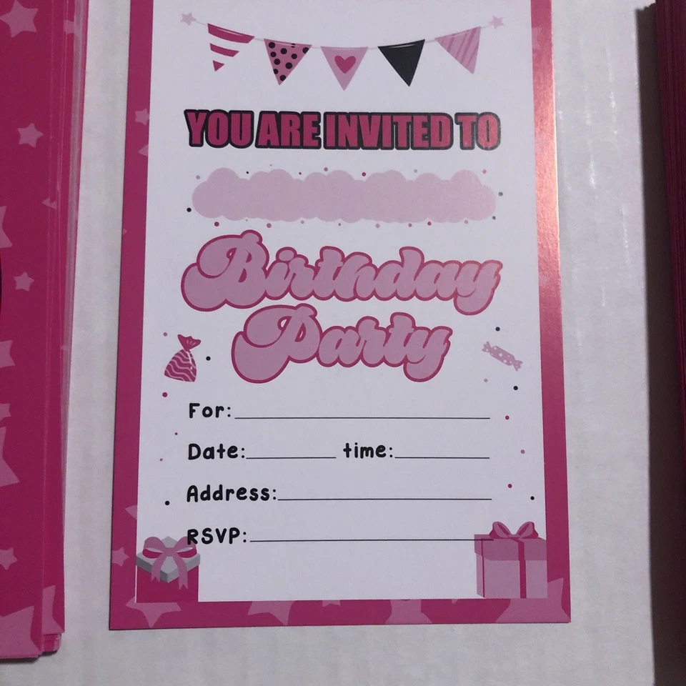 Pack de 30 invitaciones de fiesta de cumpleaños de princesa rosa Foto 2 de 2