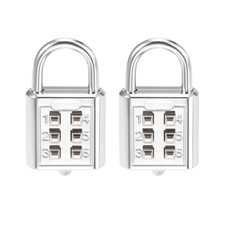 6-Digit Combination Padlock Push Button Lock for Locker Cabinet Silver Tone 2Pcs