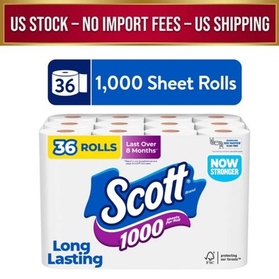 Scott 1000 Toilet Paper, 36 Rolls, 1000 Sheets Per Roll