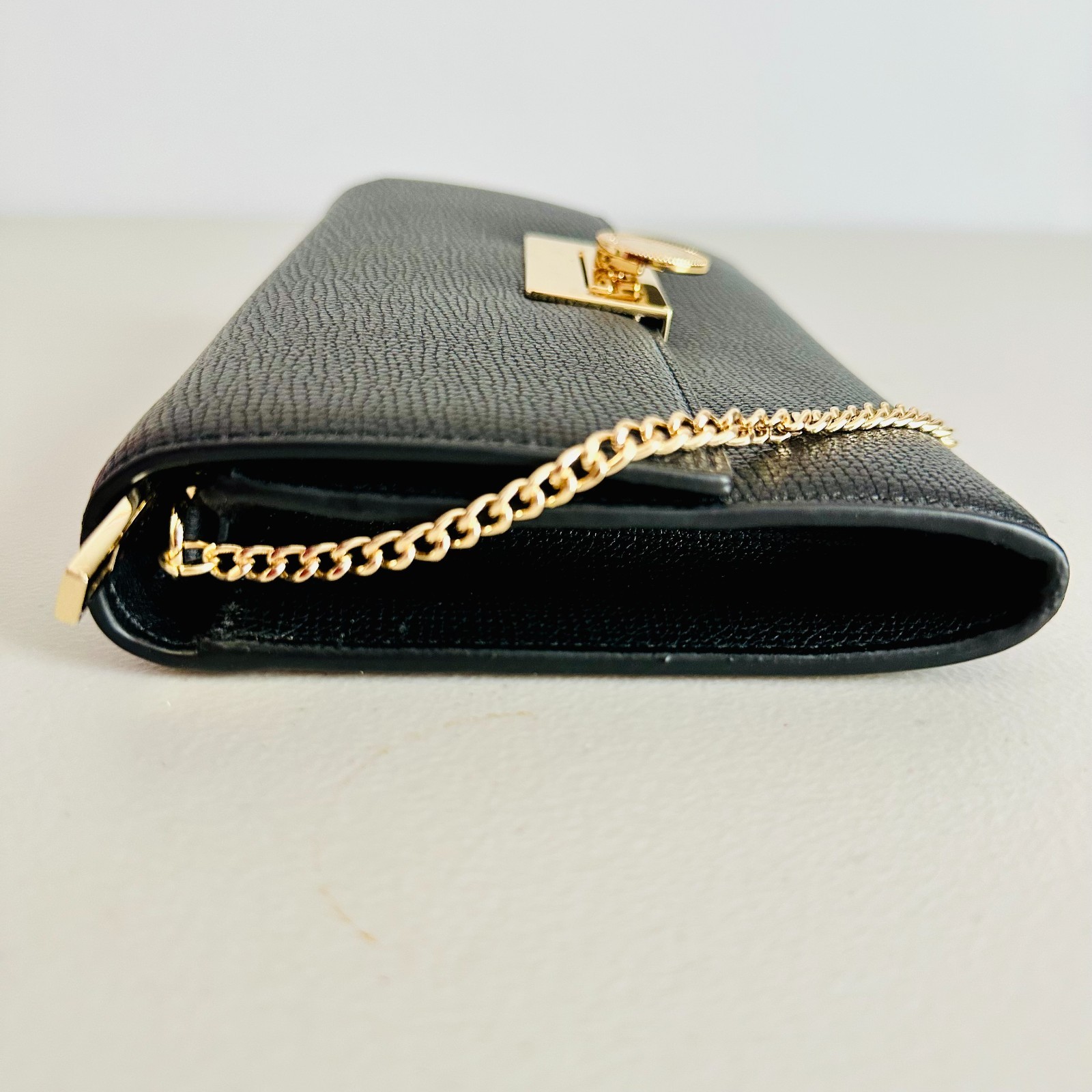 TED BAKER LONDON BLACK PEBBLED LEATHER WALLET ON CHAIN CROSSBODY BAG image 3