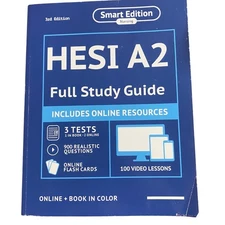 HESI A2 Full Study Guide 3rd Edition Smart Edition Nursing Online Resources