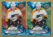 (2) TANNER LACZYNSKI 2021-22 UPPER DECK ICE SP ROOKIE RC CARD #'D /399 AND /799. rookie card picture