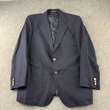 DAKS Blazer Mens 44 Regular Navy Blue Wool Gold Buttons Jacket Squadron