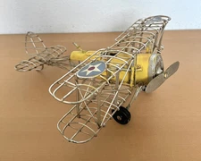 Handmade Tin Plane WWII Airplane WW2 Biplane Collectible USA Model Aircraft