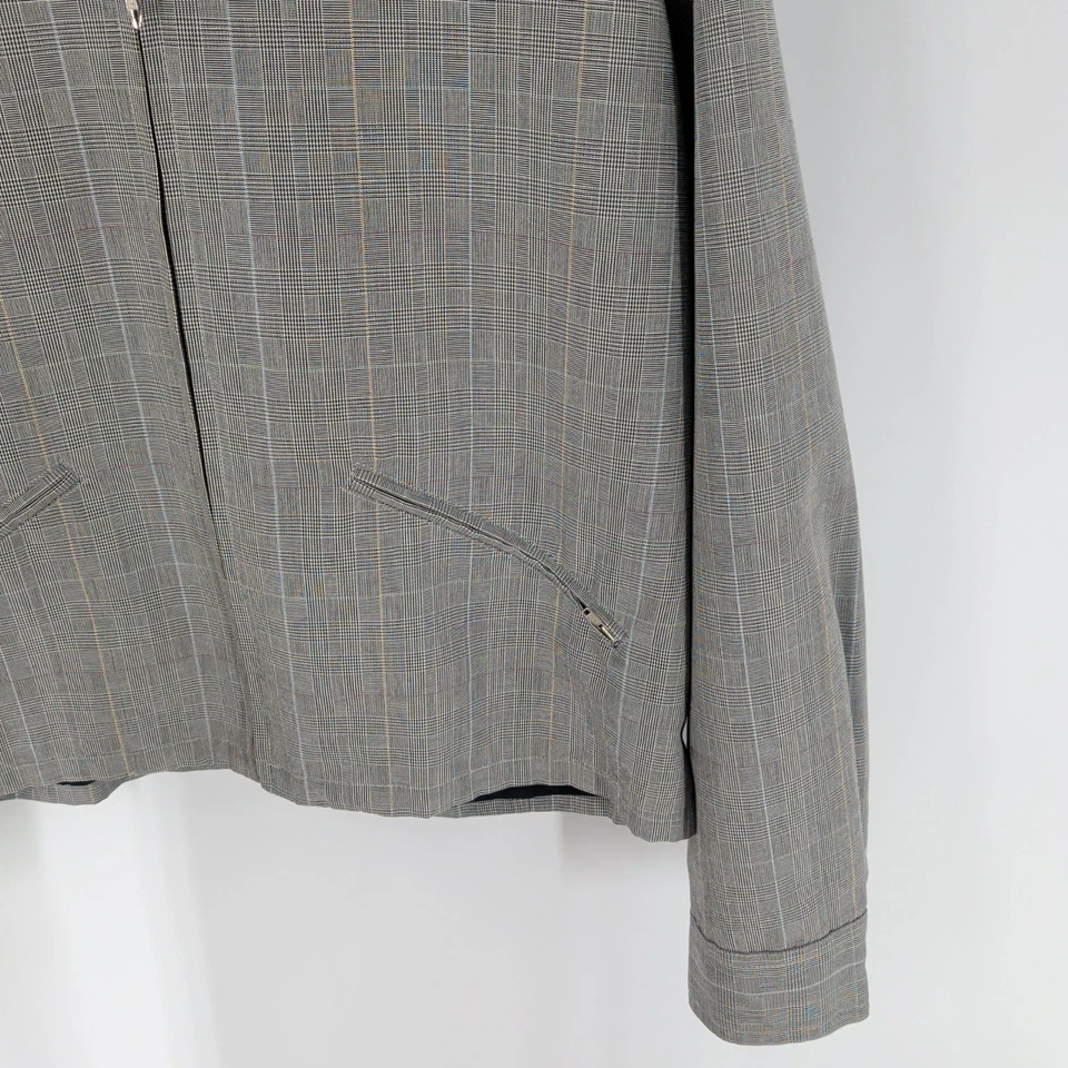 Винтажная классическая куртка на молнии 90-х Gap Premium в клетку на заказ серая размер L - Изображение 4 из 4