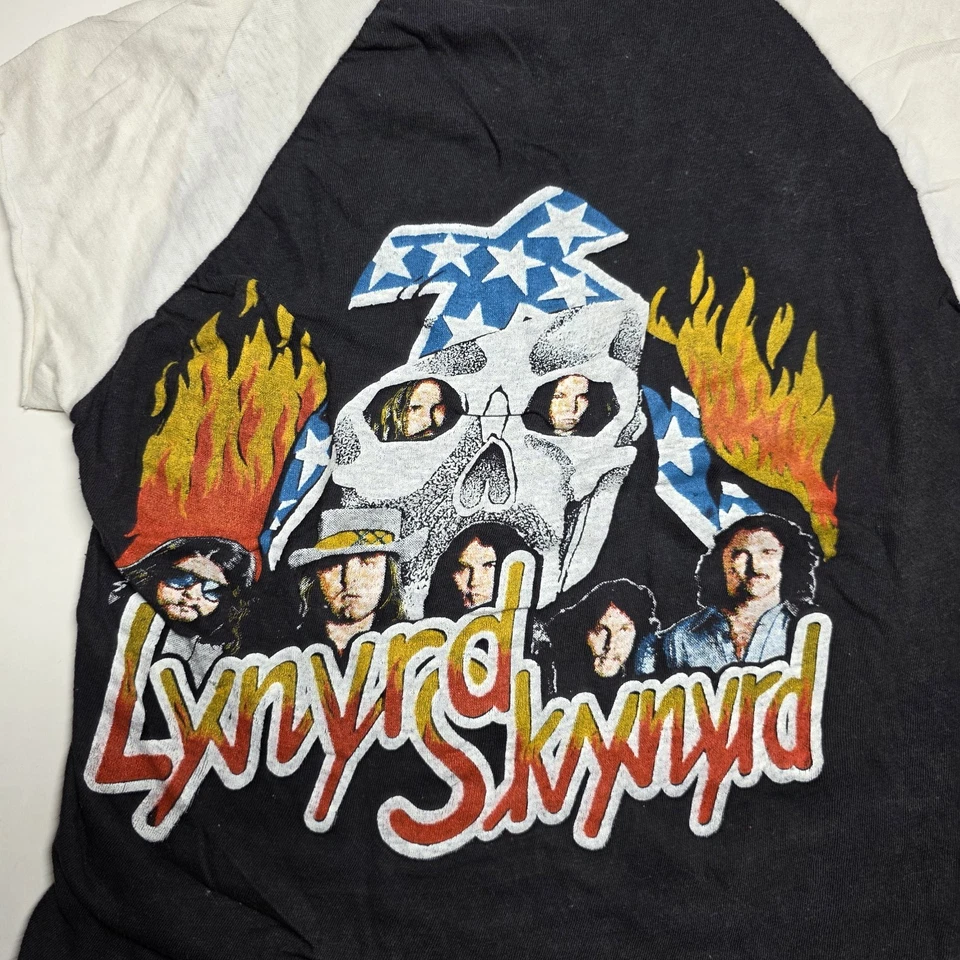 Vintage Lynyrd Skynyrd Shirt 70s Rock Band Concert Tour Skull And Cowboy - Image 4 of 4