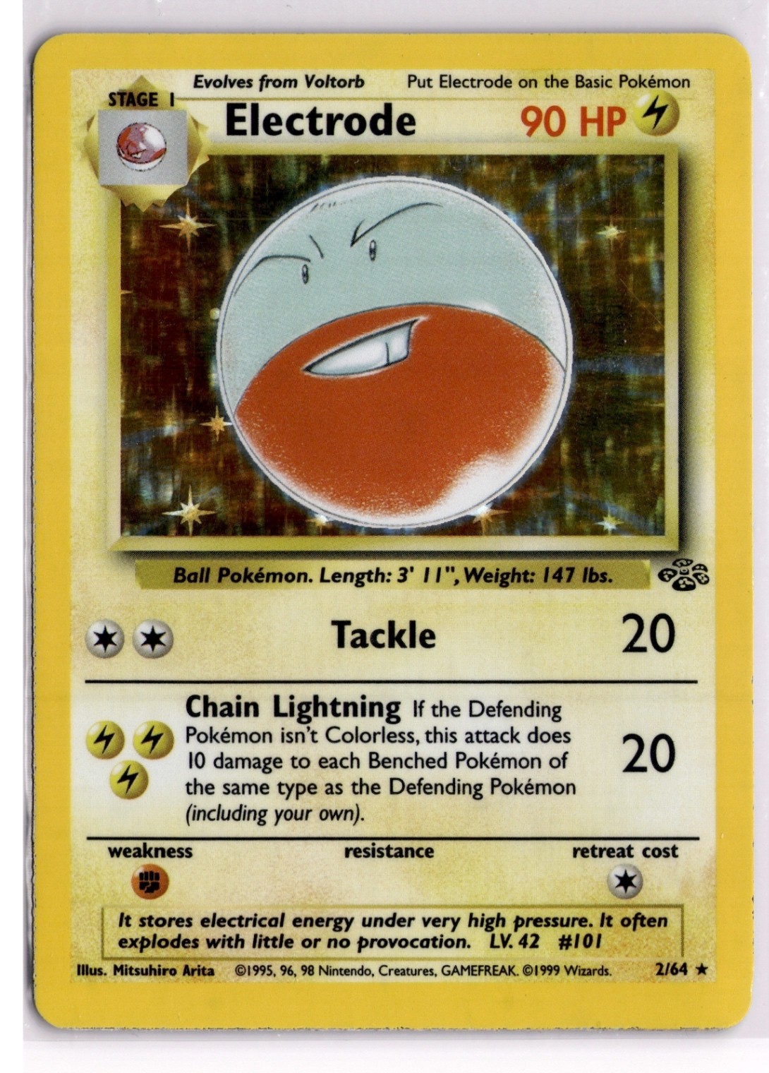 Electrode (2) Holo Rare Jungle JU Lightning Holo 02/64 1999 MP