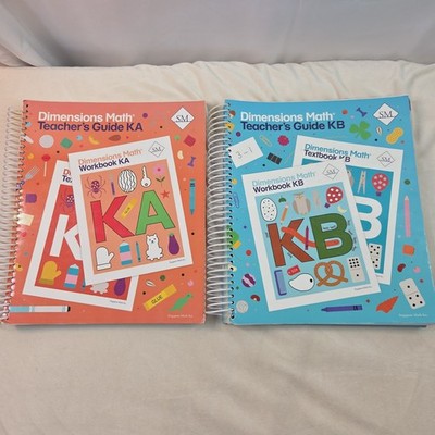 Dimensions Math Teachers Guide KA & KB Lot of 2 Spiral Kindergarten Homeschool