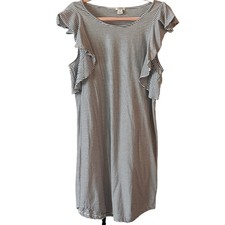 J. Crew Factory Striped Flutter shoulder Sleeve Dress M