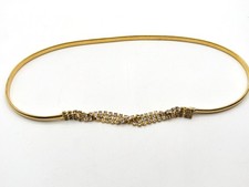 Vintage Gold Tone Metal Stretch Snake With Rhinestones Belt 29"-32"