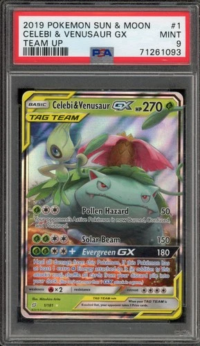 Pokemon Celebi & Venusaur GX Team Up Holo Ultra Rare #1 PSA 9 Mint