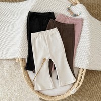 Girls' Corduroy Solid Color Fashion Thick Flared Pants Winter Baby's Warm Pants