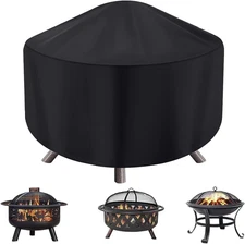 Round Fire Pit Cover for 22-34 Inch Firepit, Heavy Duty Outdoor Patio Fireplace