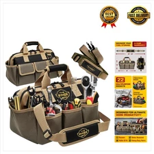 Ryker Heavy Duty 14-Inch Tool Bag Organizer with 22 Pockets for Professionals