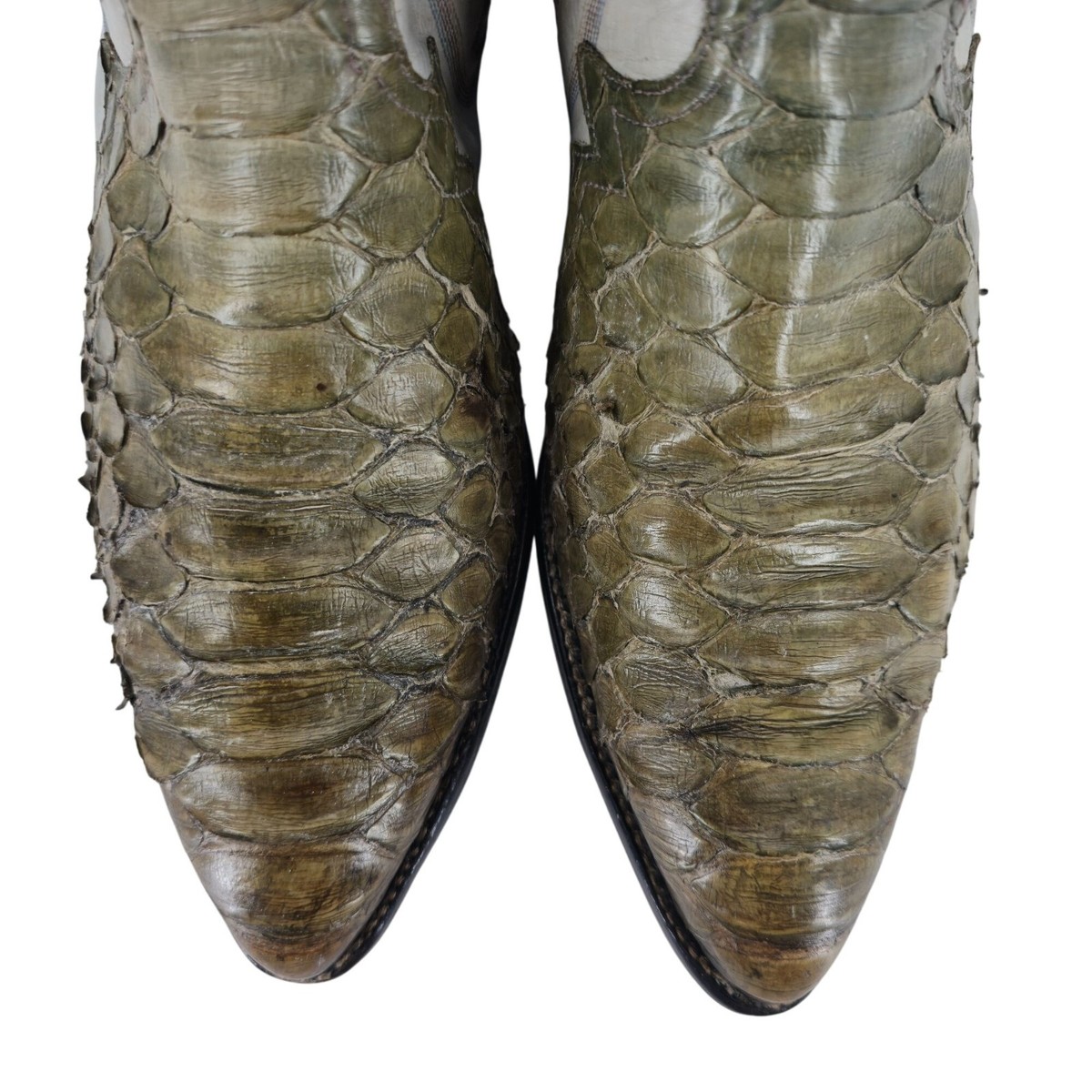 Vintage Larry Mahan Mens 11.5D Giant Python Distressed  display picture 1