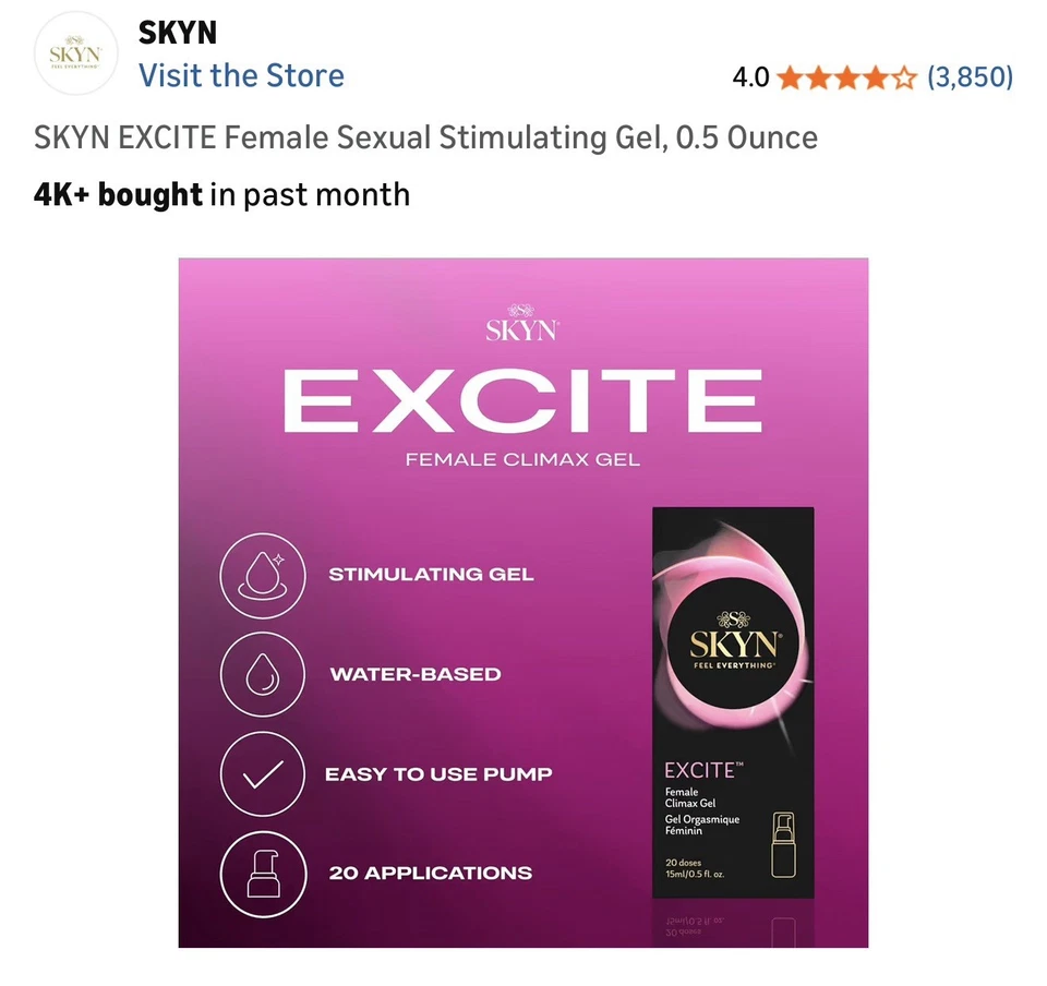SKYN EXCITE Female Sexual Stimulating Gel, 0.5 Ounce. Authorized Distributor. - Image 4 of 4