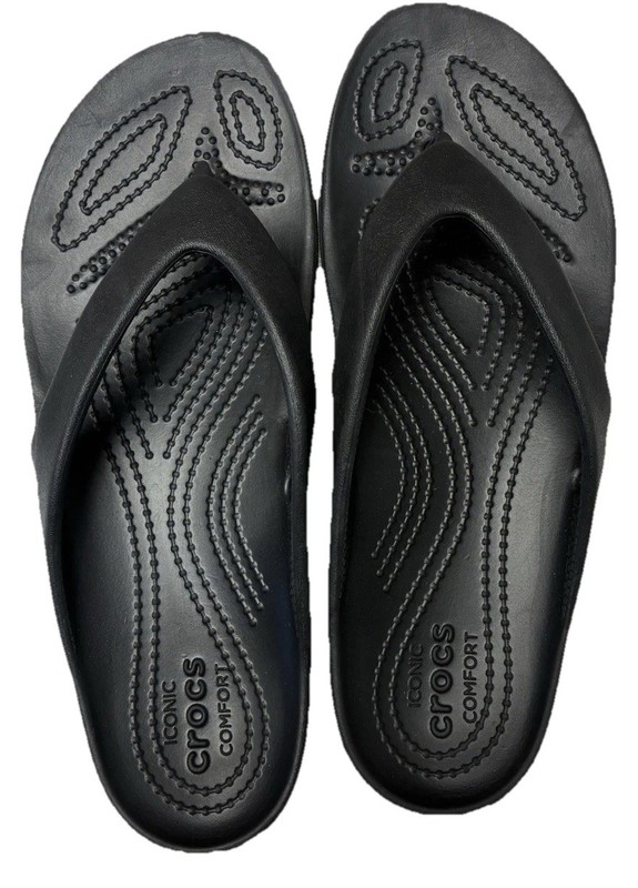 Crocs Women’s W8 Black Flip Flop Sandals • Iconic Comfort • Lightweight Casual