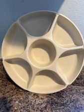 Tupperware 13” Divided Veggie Fruit Dip Snack Party Tray 1665-3 Lid 1666-1 EUC
