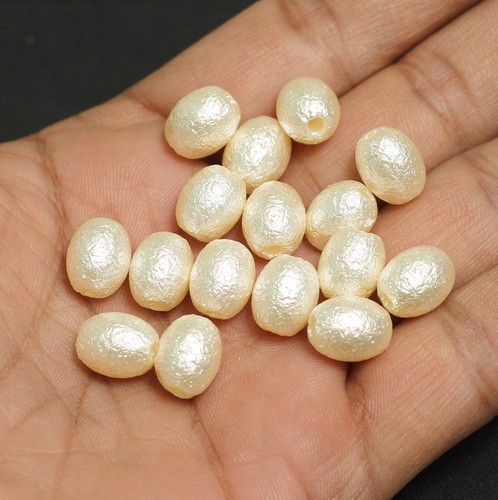 Cuentas de acrílico recubiertas de perlas blancas apagadas de 8X7 mm - Imagen 5 de 8