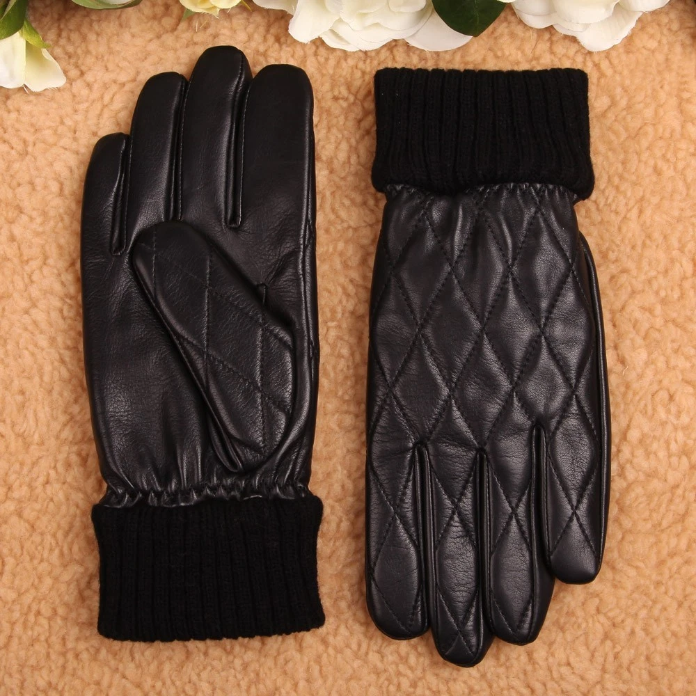 Mens Genuine Nappa Leather Warm Lined Gloves On Sale #M032NC