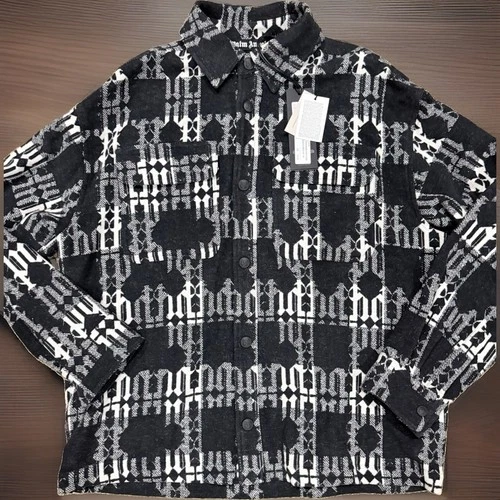 Palm Angels Check Monogram Overshirt Black White Size 48 NWT $1105 MSRP - product listing photo