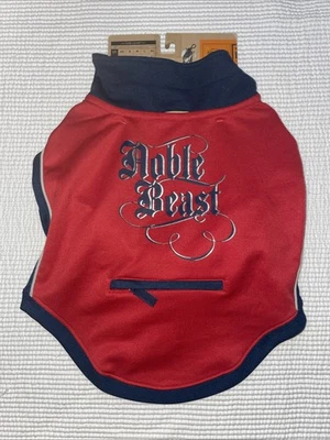 NWT Old Navy Red Blue Baseball Jacket Dog Coat Size M Noble Beast Zip Pocket - Image 1 of 4