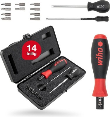 Wiha Drehmoment-Schraubendreher 0,8-5 Nm inkl Box + Bitset TorqueVario -S, 14tlg